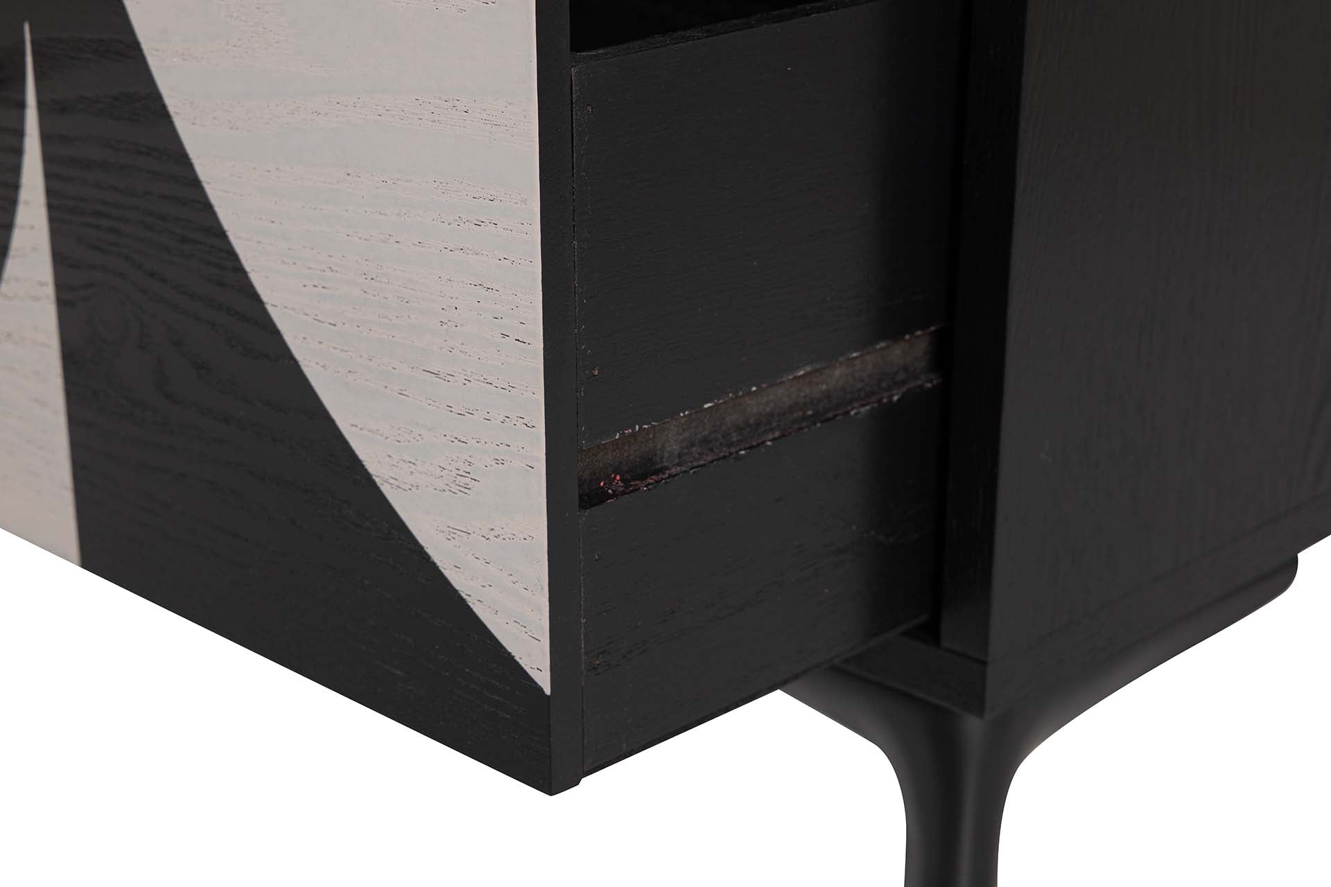 MDF METAL COFFEE TABLE BLACK WHITE 110x56x45 CM