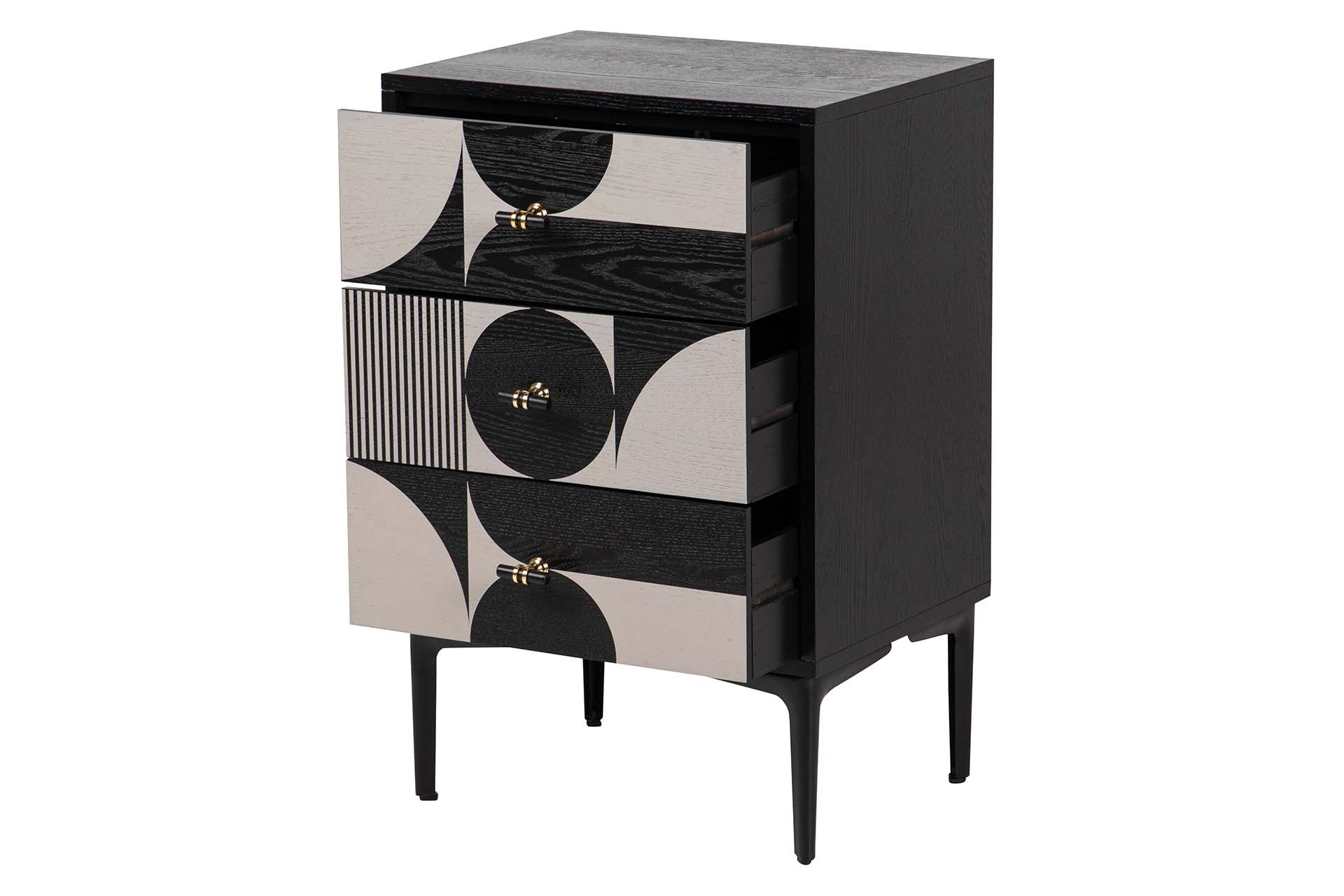 3-DRAWER MDF METAL NIGHTSTAND 46x35x70 CM