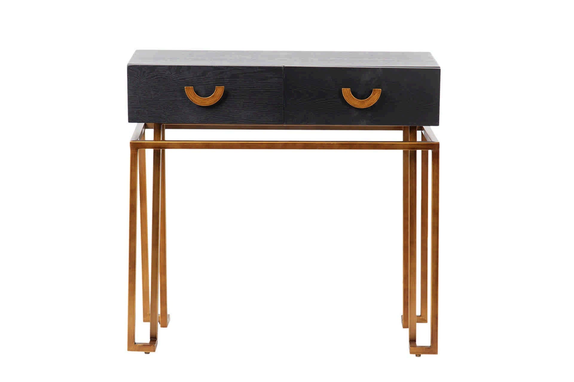 CONSOLA MADERA-METAL NEGRO-DORADO 80x35x77,3 CM