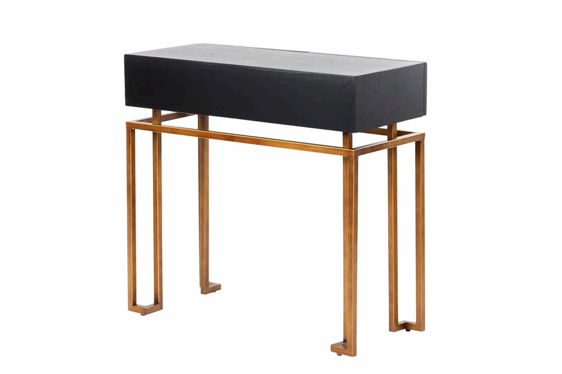 CONSOLA MADERA-METAL NEGRO-DORADO 80x35x77,3 CM