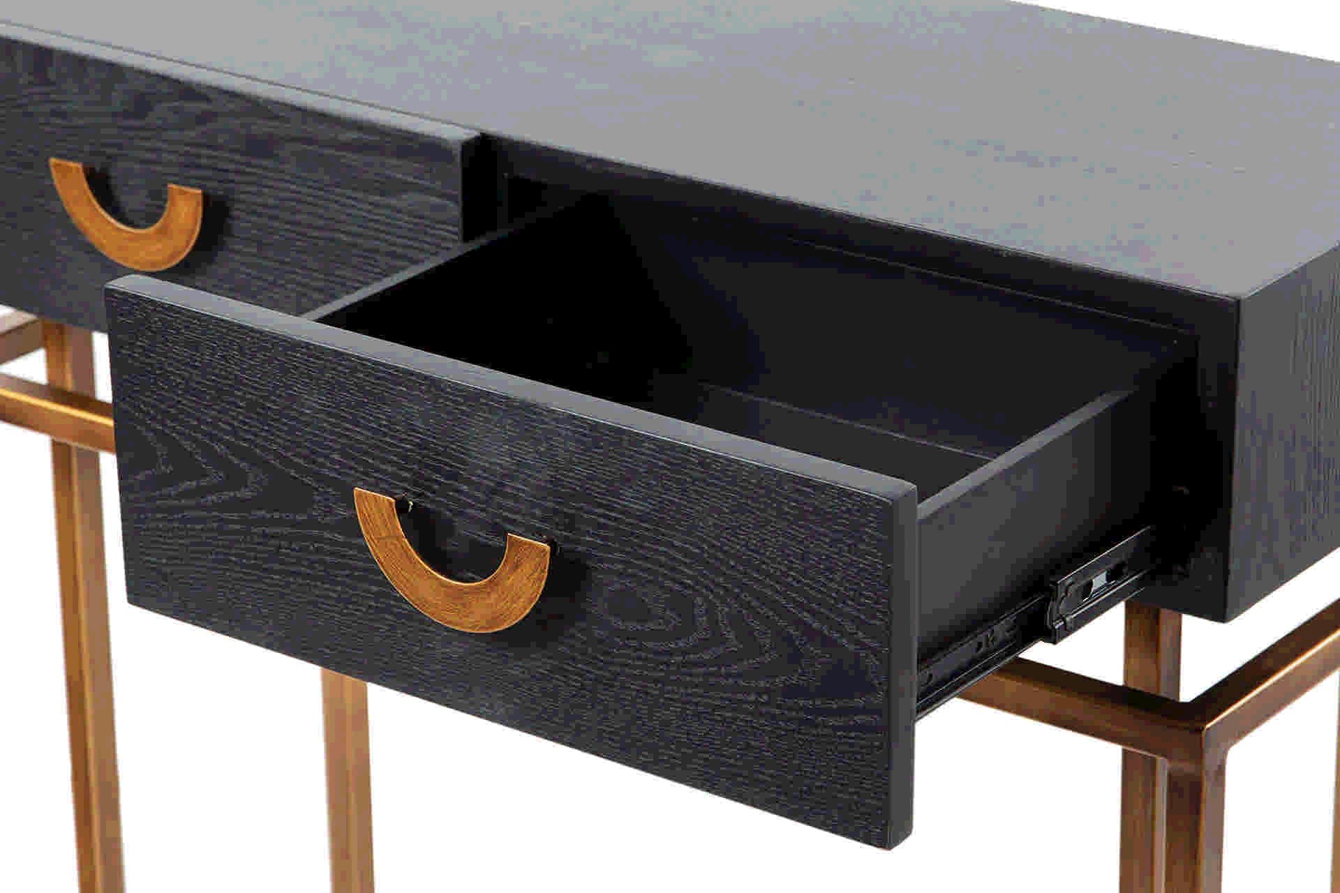 CONSOLA MADERA-METAL NEGRO-DORADO 80x35x77,3 CM