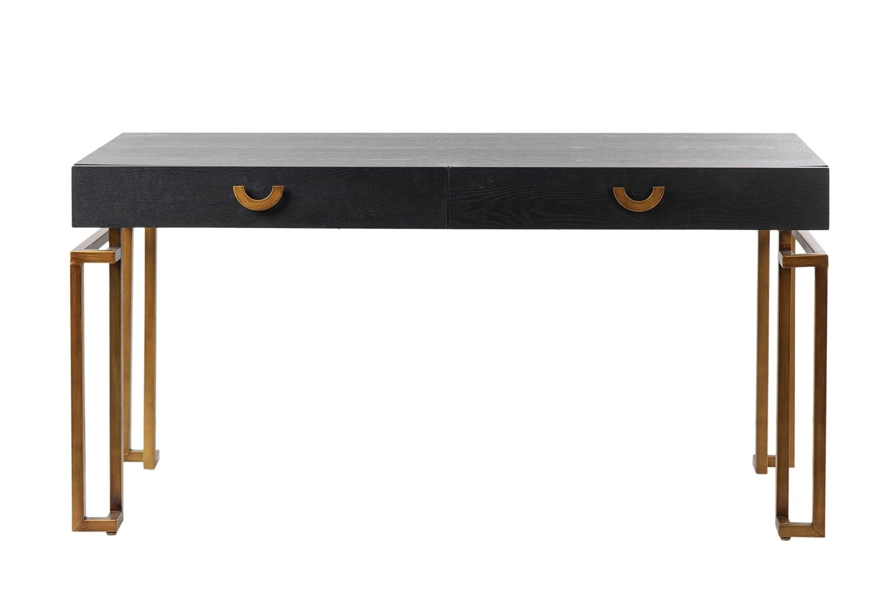 ESCRITORIO MDF-METAL NEGRO-DORADO 150x60x77,3CM