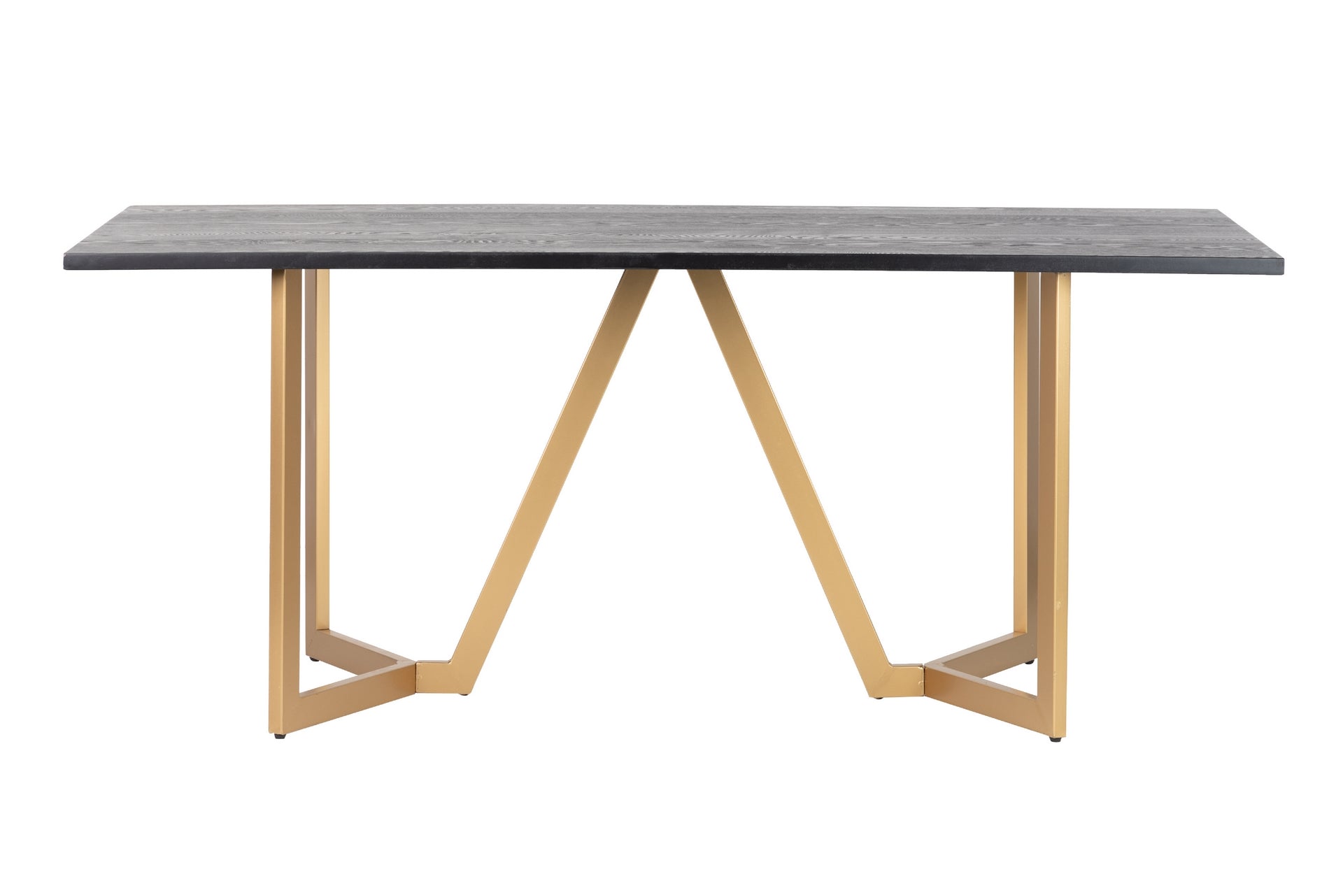 MESA DE JANTAR DE METAL MDF PRETO E DOURADO 180x90x75 CM