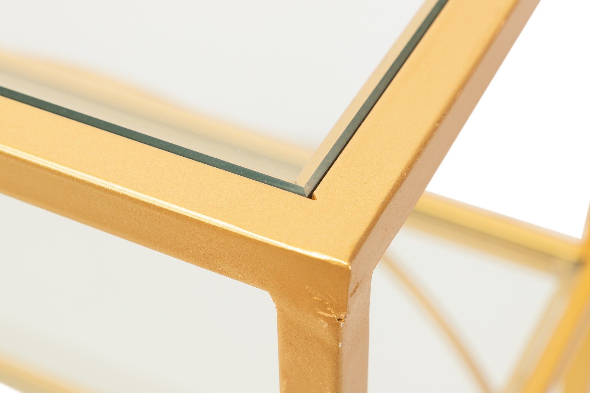 GOLD METAL CONSOLE WITH GLASS 130x30x80 CM