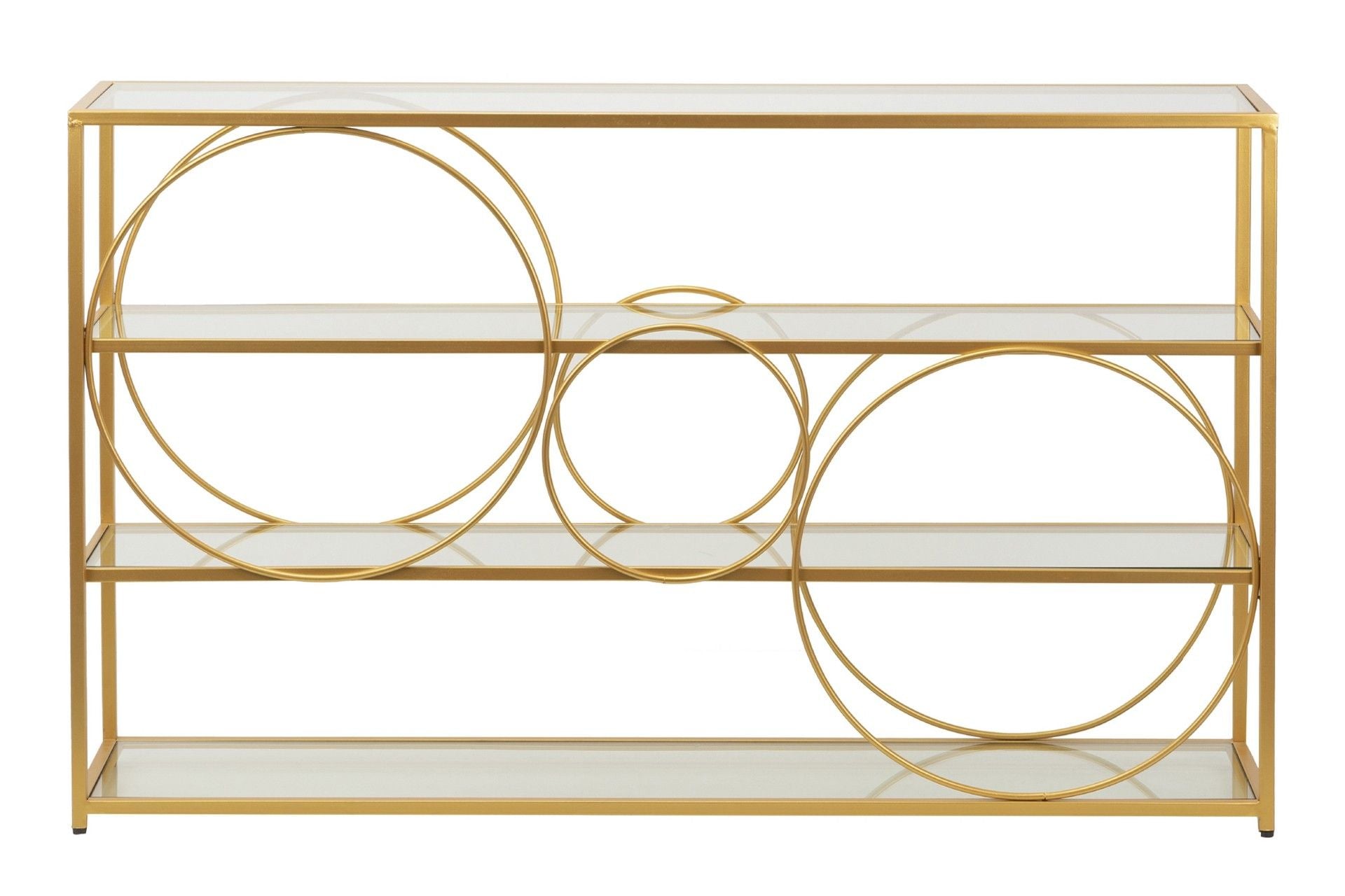 GOLD METAL CONSOLE WITH GLASS 130x30x80 CM