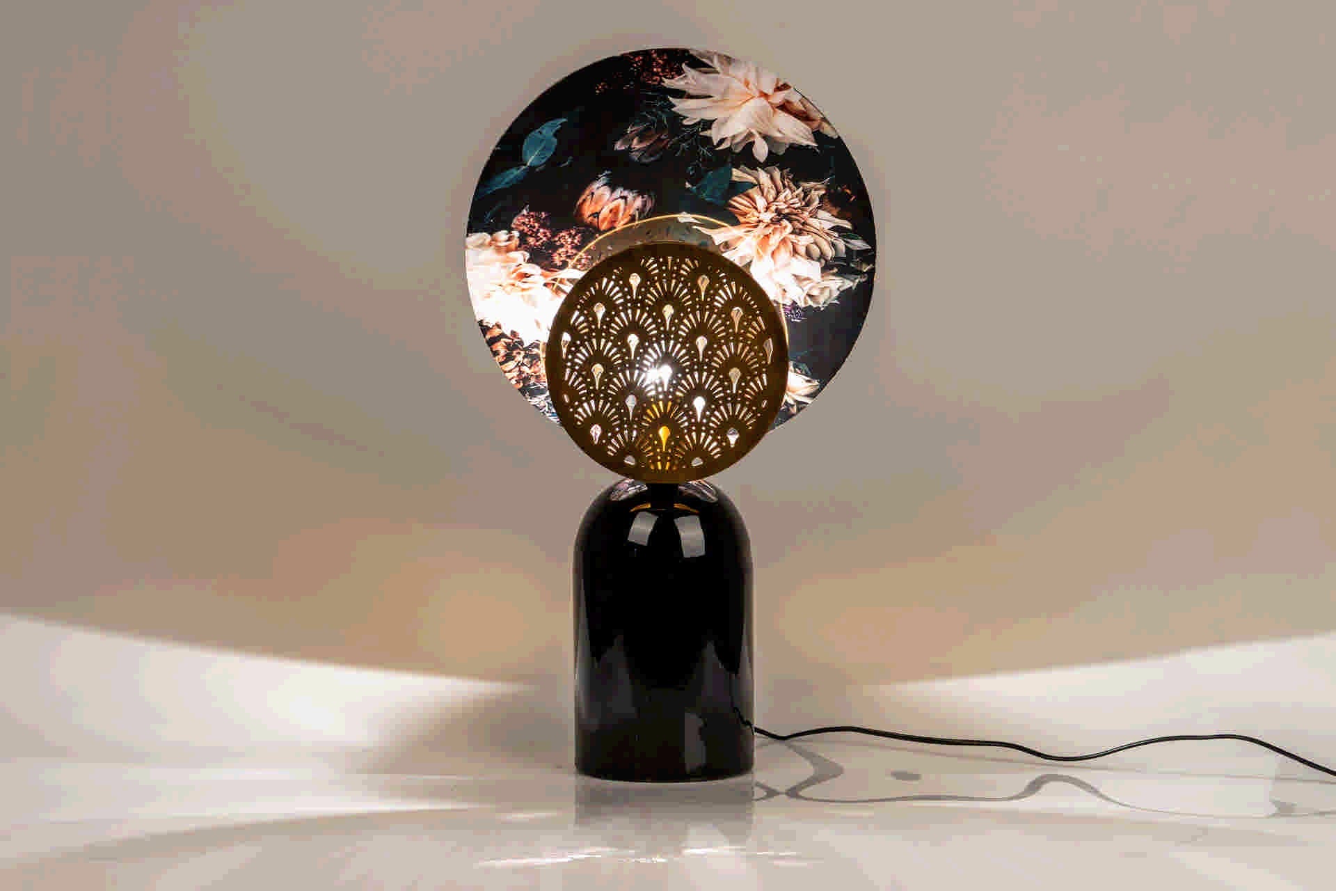 CANDEEIRO DE MESA METAL PRETO DOURADO 36x14x61 CM