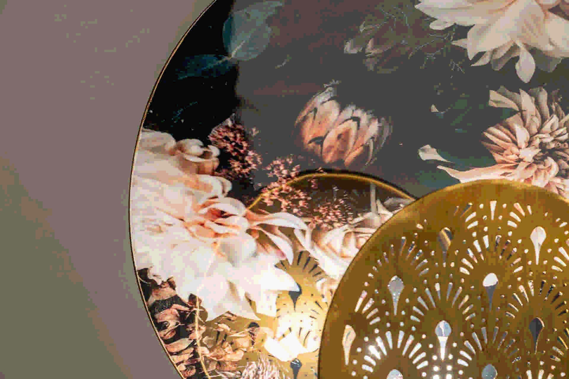 CANDEEIRO DE MESA METAL AZUL DOURADO 36x14x61 CM