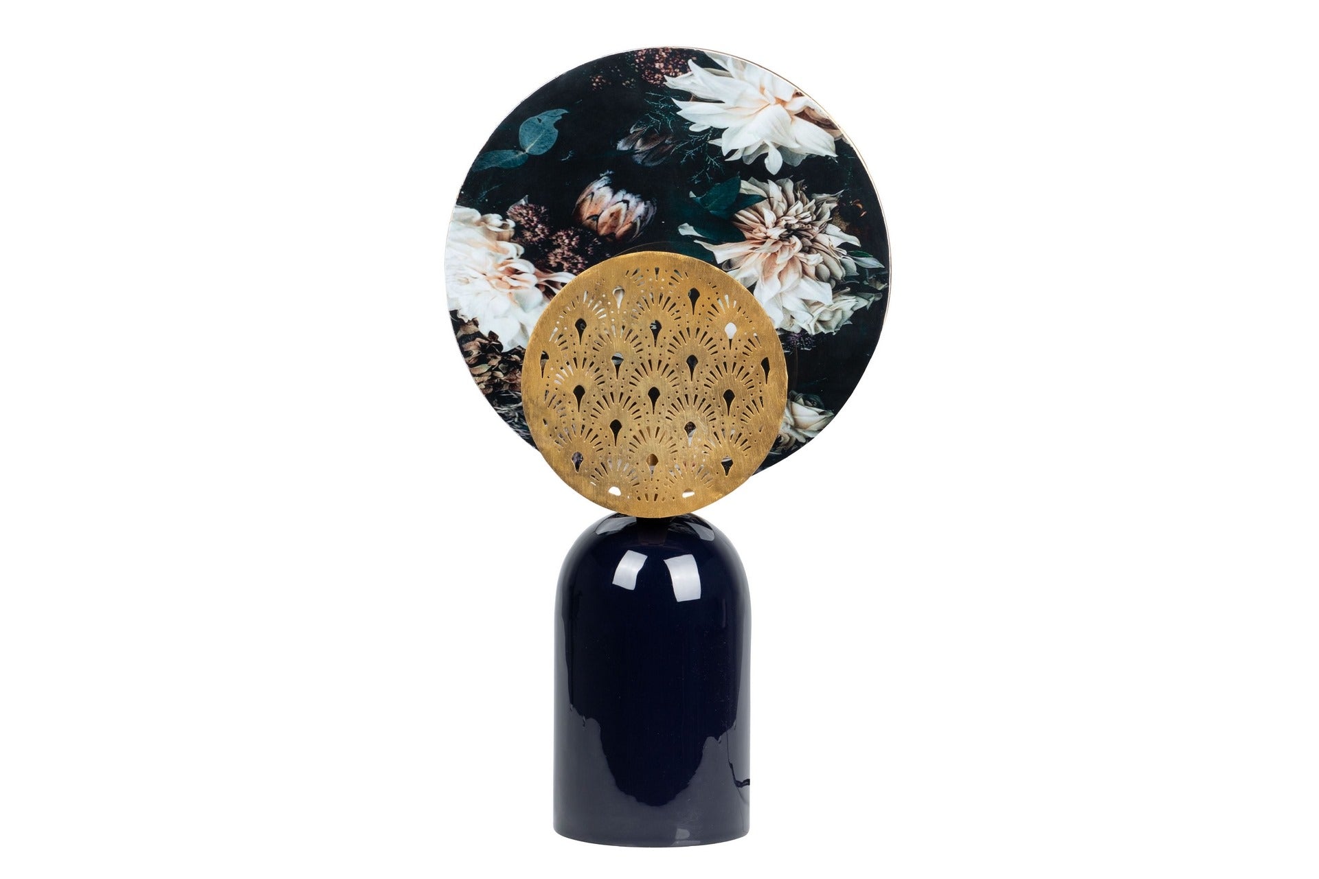 CANDEEIRO DE MESA METAL AZUL DOURADO 36x14x61 CM