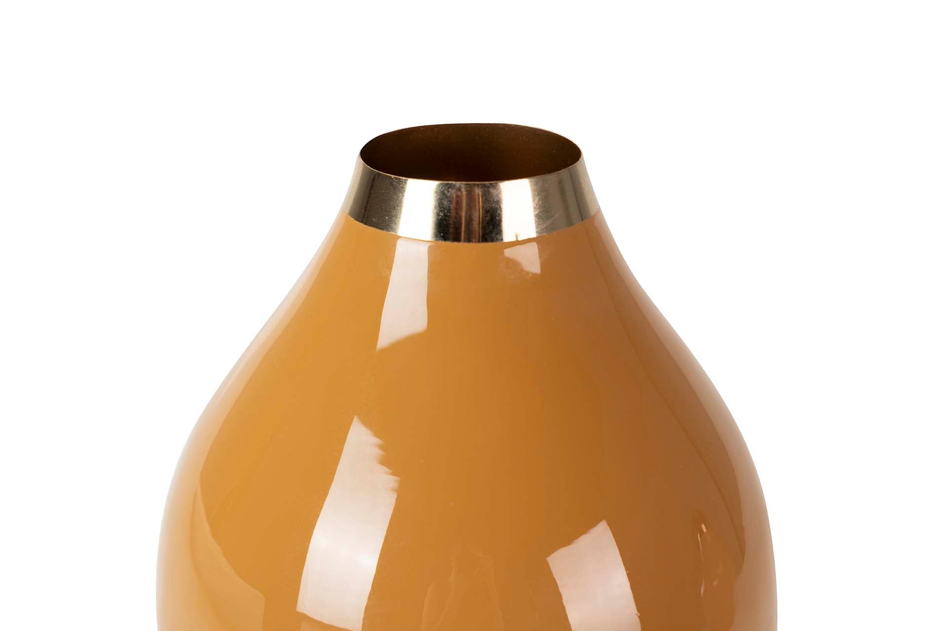 GOLD MUSTARD METAL VASE 18x18x26 CM