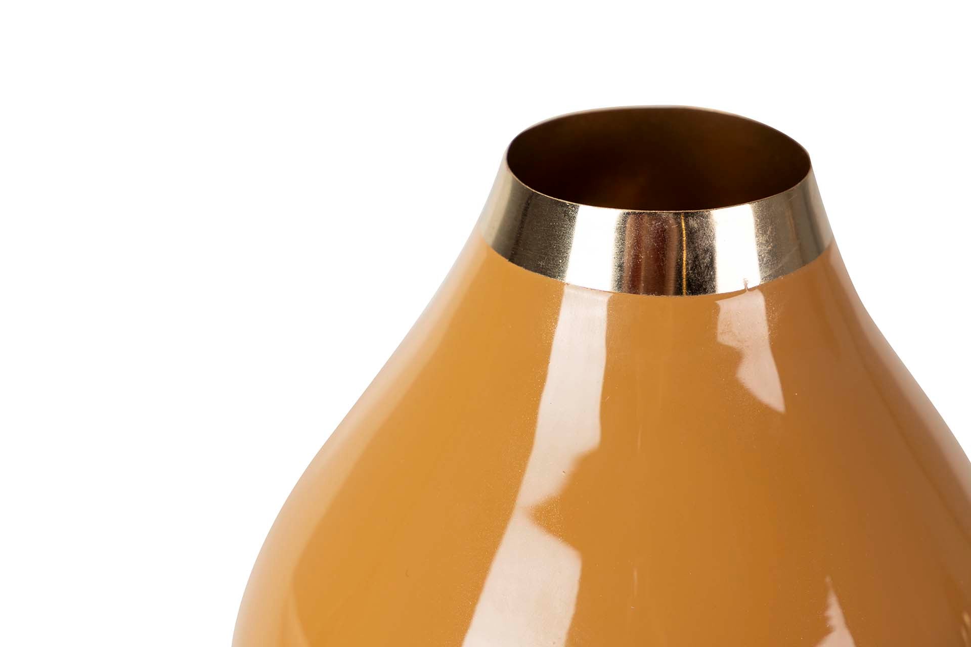 GOLD MUSTARD METAL VASE 18x18x26 CM