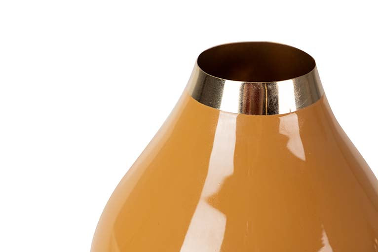 GOLD MUSTARD METAL VASE 18x18x26 CM