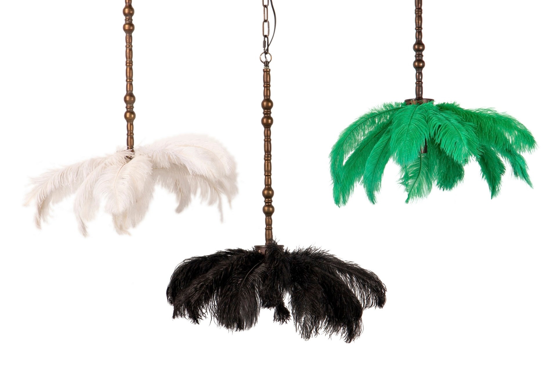 LAMPARA TECHO PLUMAS VERDES 62x62x174 CM