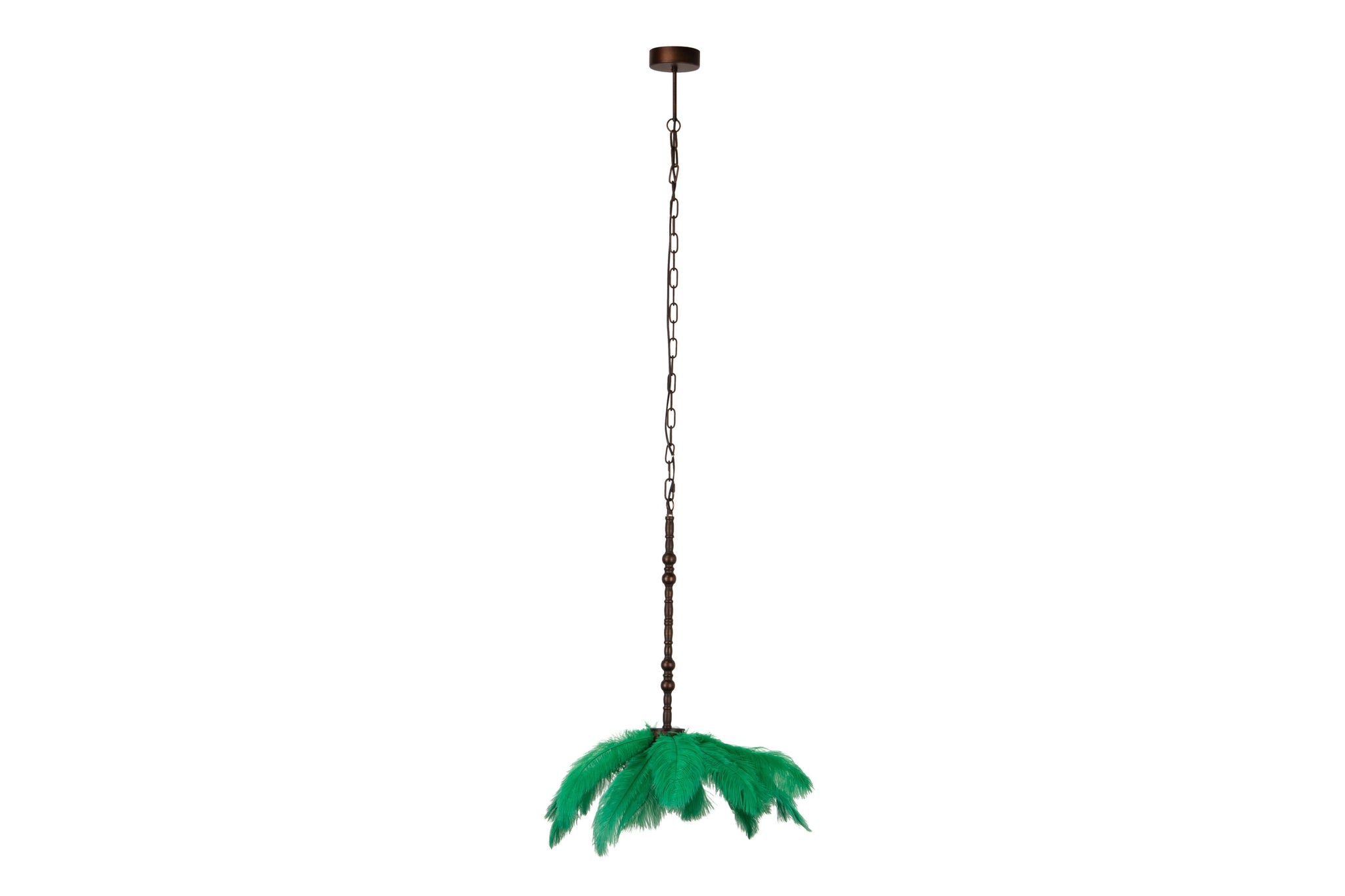 LAMPARA TECHO PLUMAS VERDES 62x62x174 CM