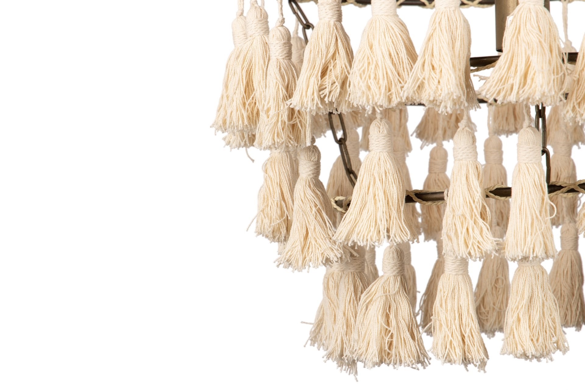 BEIGE TASSEL CEILING LAMP 45x45x146 CM