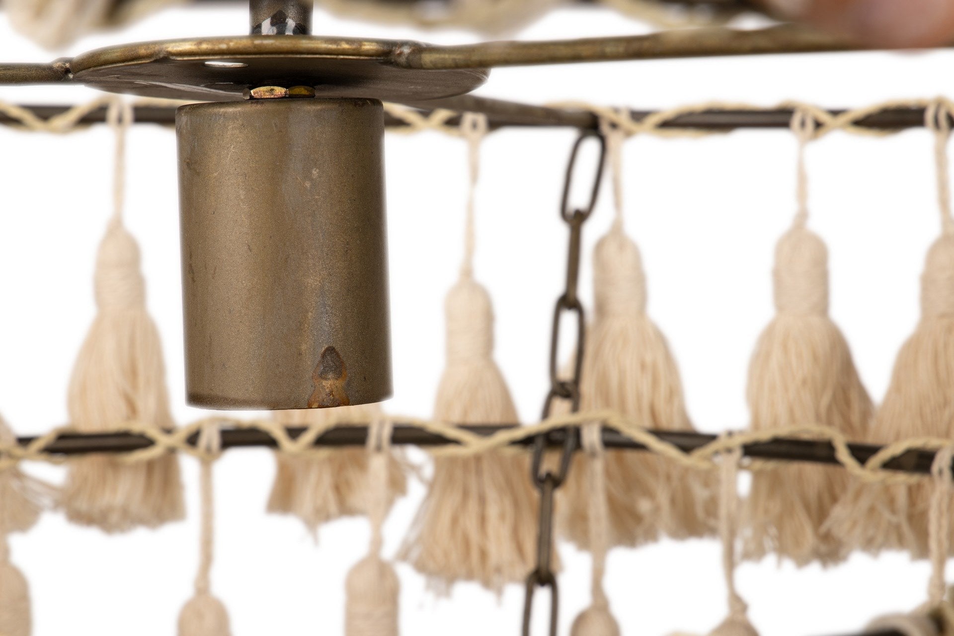 BEIGE TASSEL CEILING LAMP 45x45x146 CM