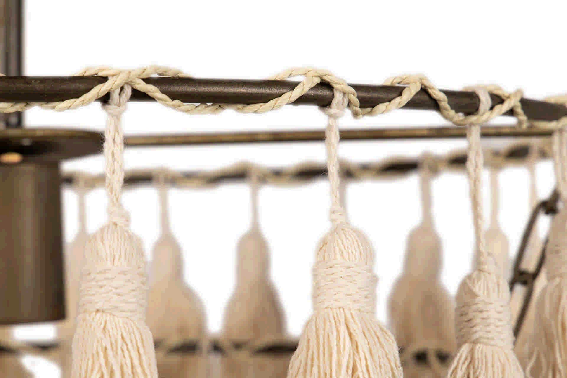 BEIGE TASSEL CEILING LAMP 45x45x146 CM