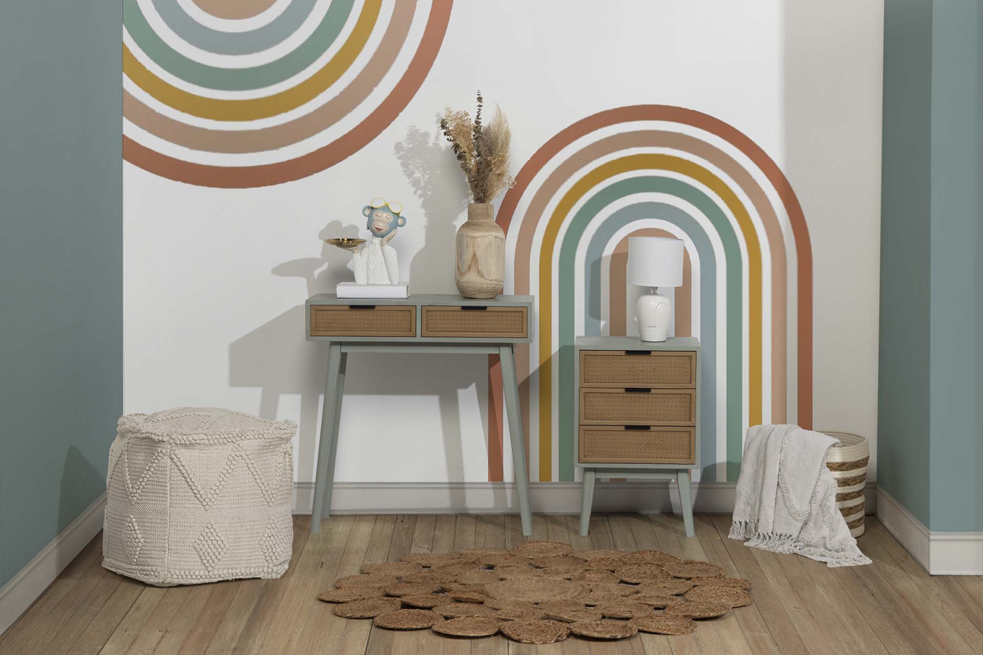 MESITA MDF PINO MARRON GRIS 40x32x61 CM