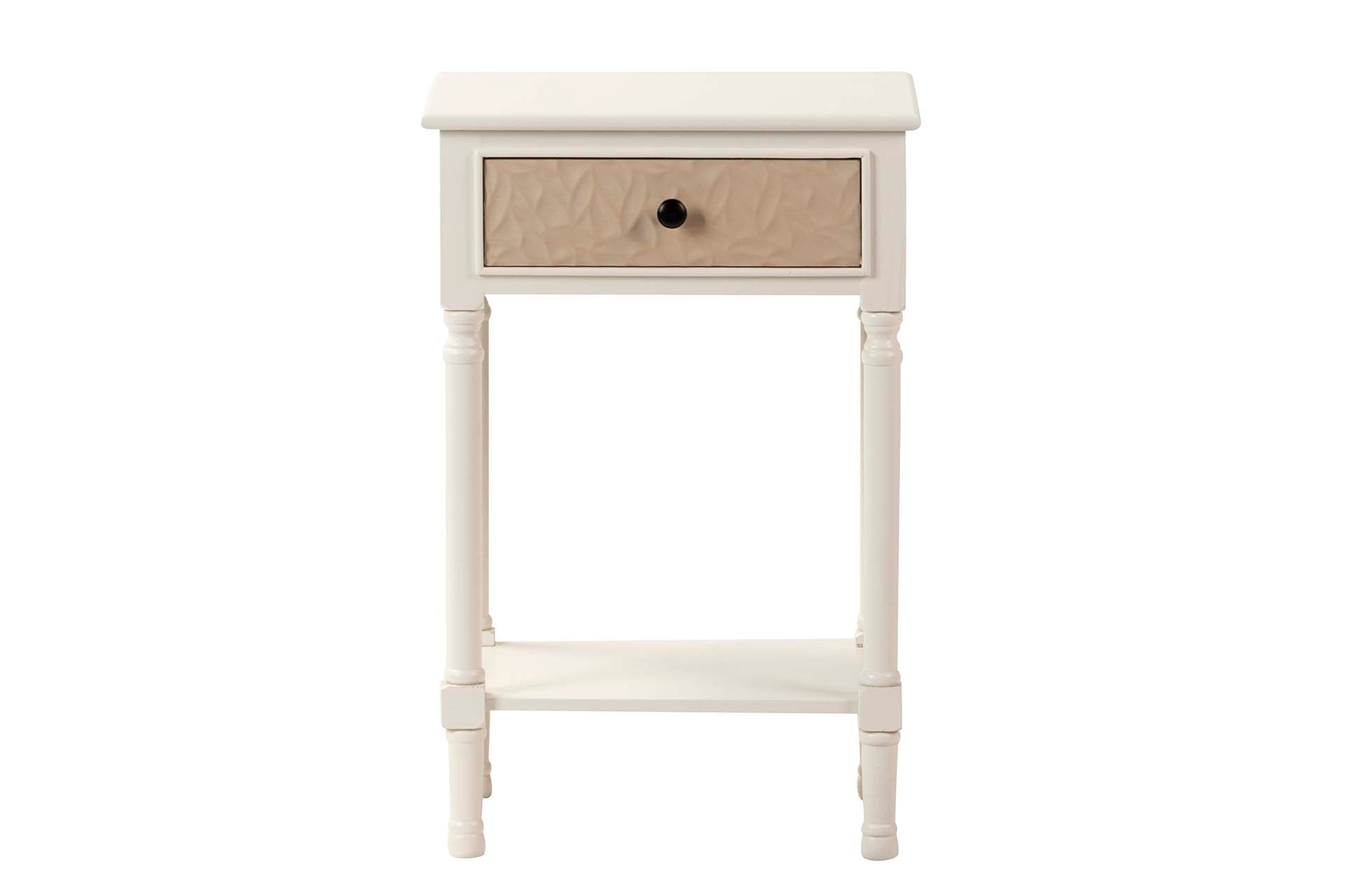 MESA LATERAL MDF PINHO BRANCO MARROM 43x35x68 CM