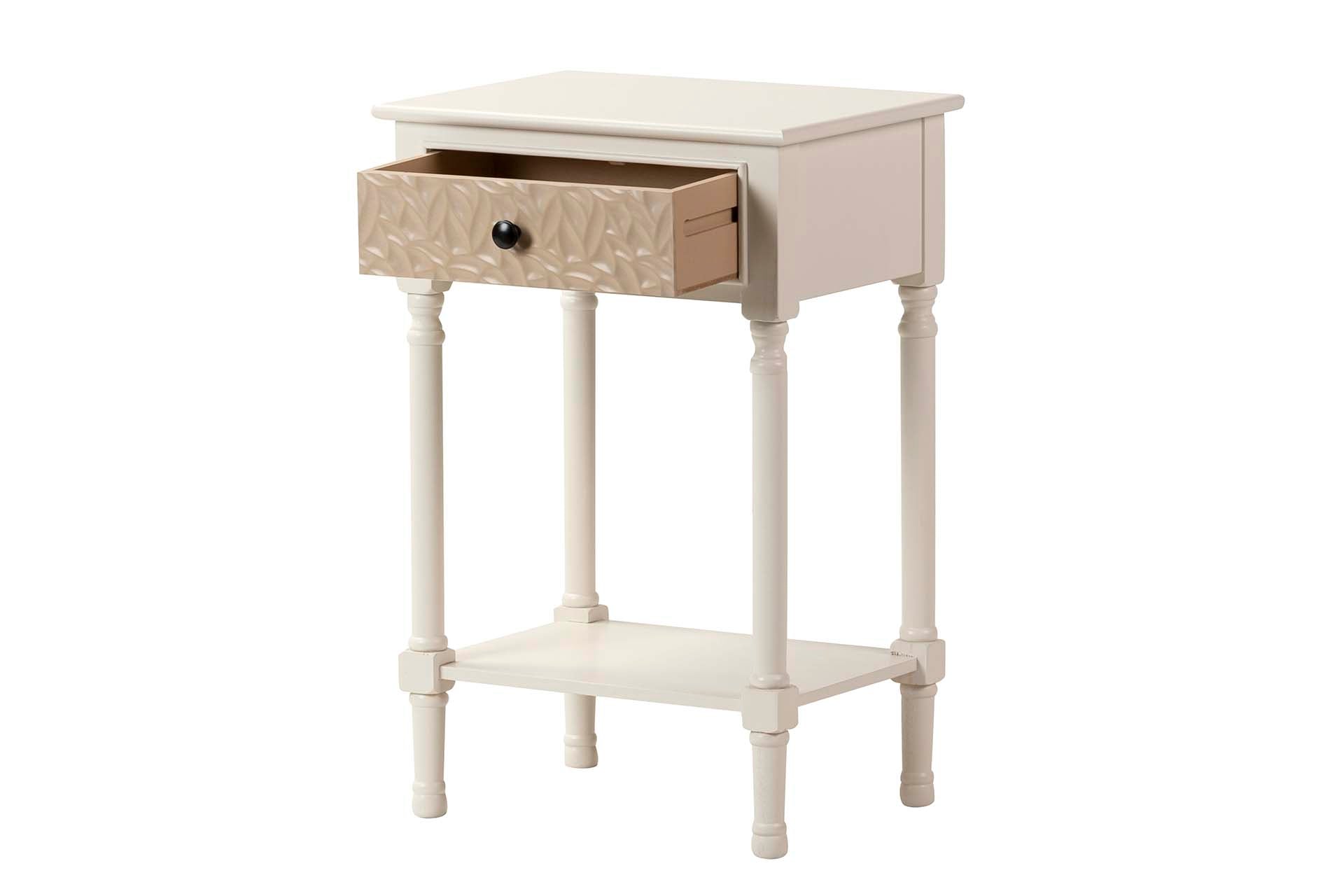 MESA LATERAL MDF PINHO BRANCO MARROM 43x35x68 CM