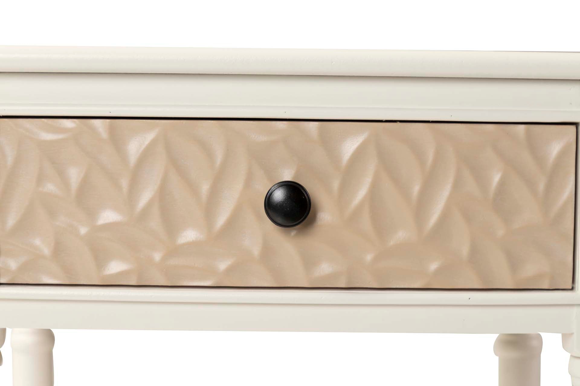 MESA LATERAL MDF PINHO BRANCO MARROM 43x35x68 CM