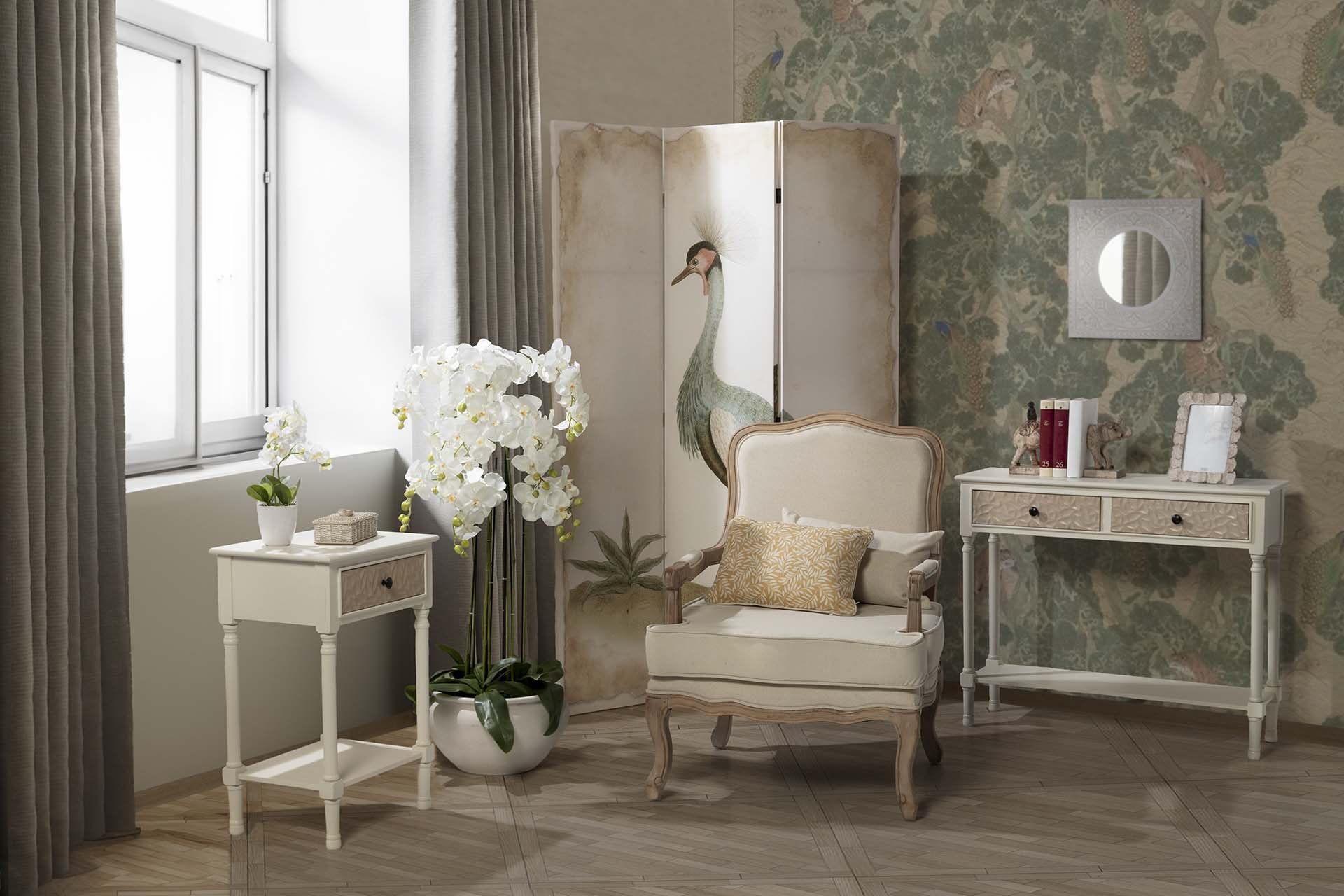 MDF CONSOLE WHITE BROWN PINE 90x30x75 CM