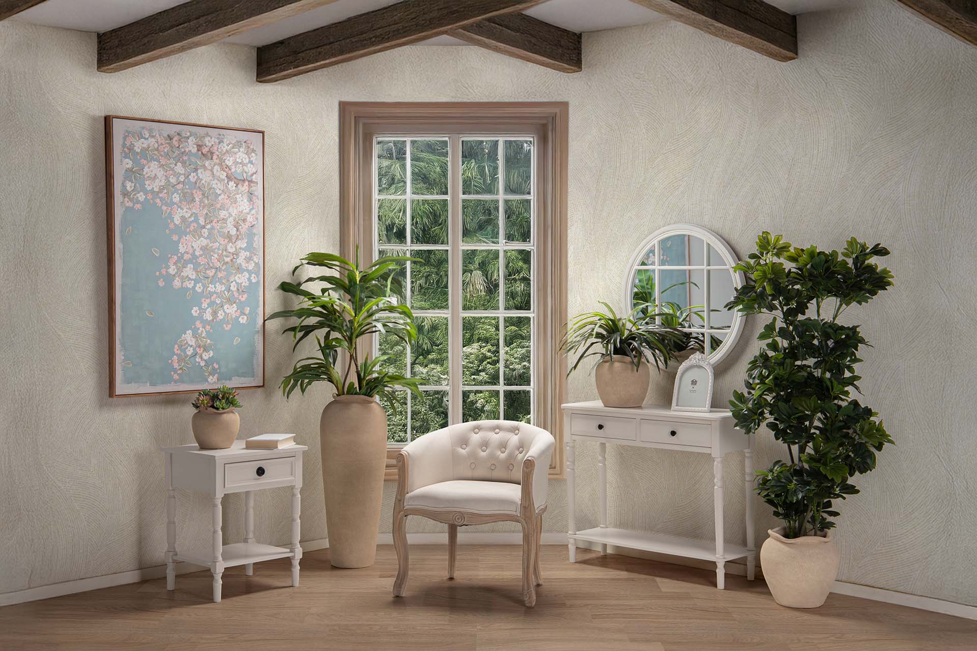 MESITA MDF PINO BLANCO NEGRO 45x35x66 CM