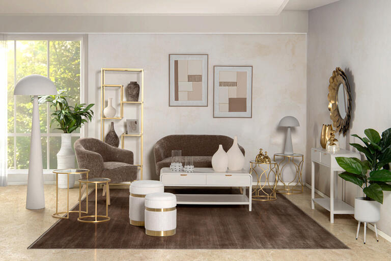 CONSOLA MDF PINO BLANCO DORADO 90x32x75 CM