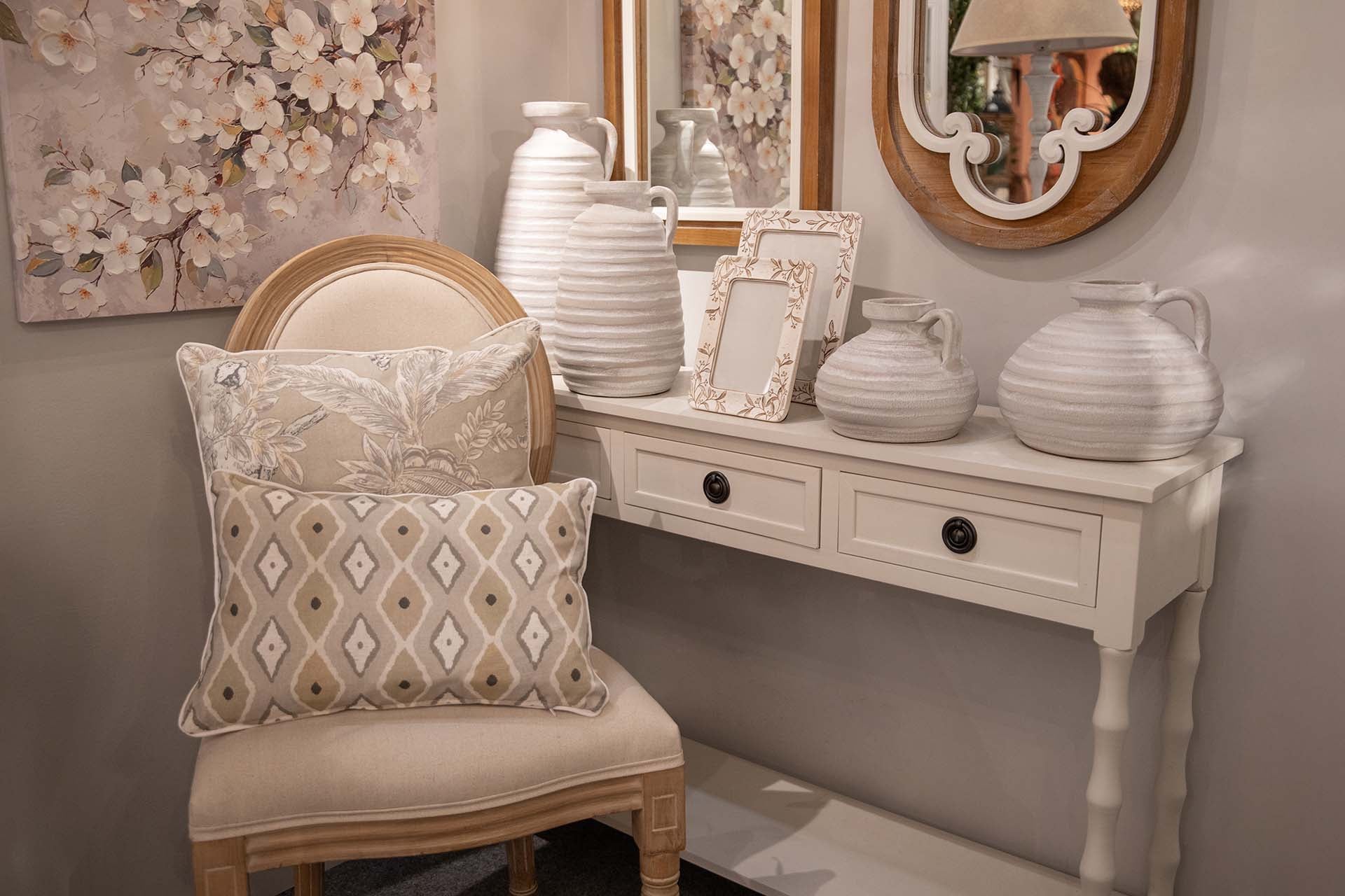 BEIGE PINE MDF CONSOLE 90x30x75 CM