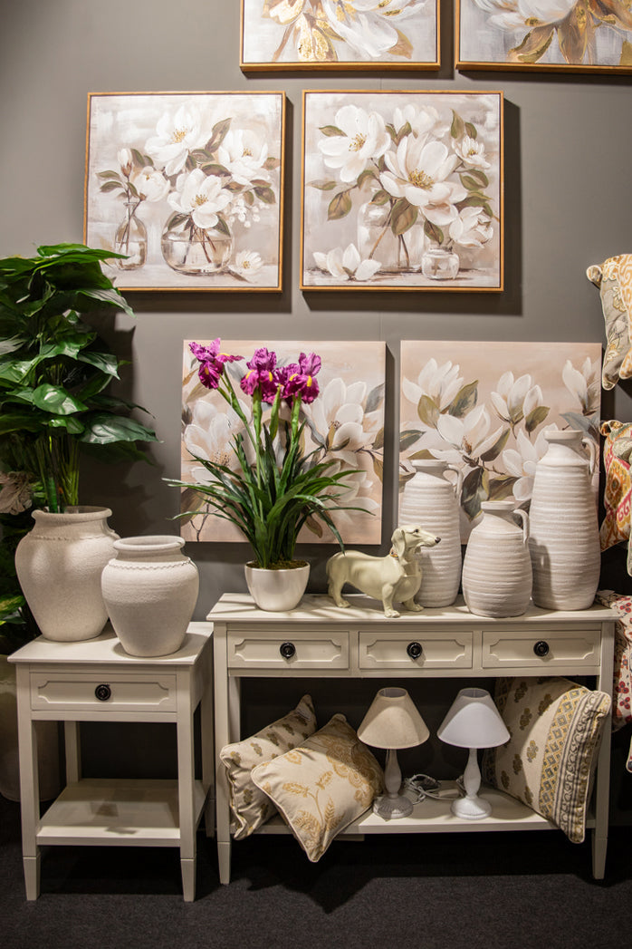 BEIGE PINE MDF CONSOLE 110x30x75 CM