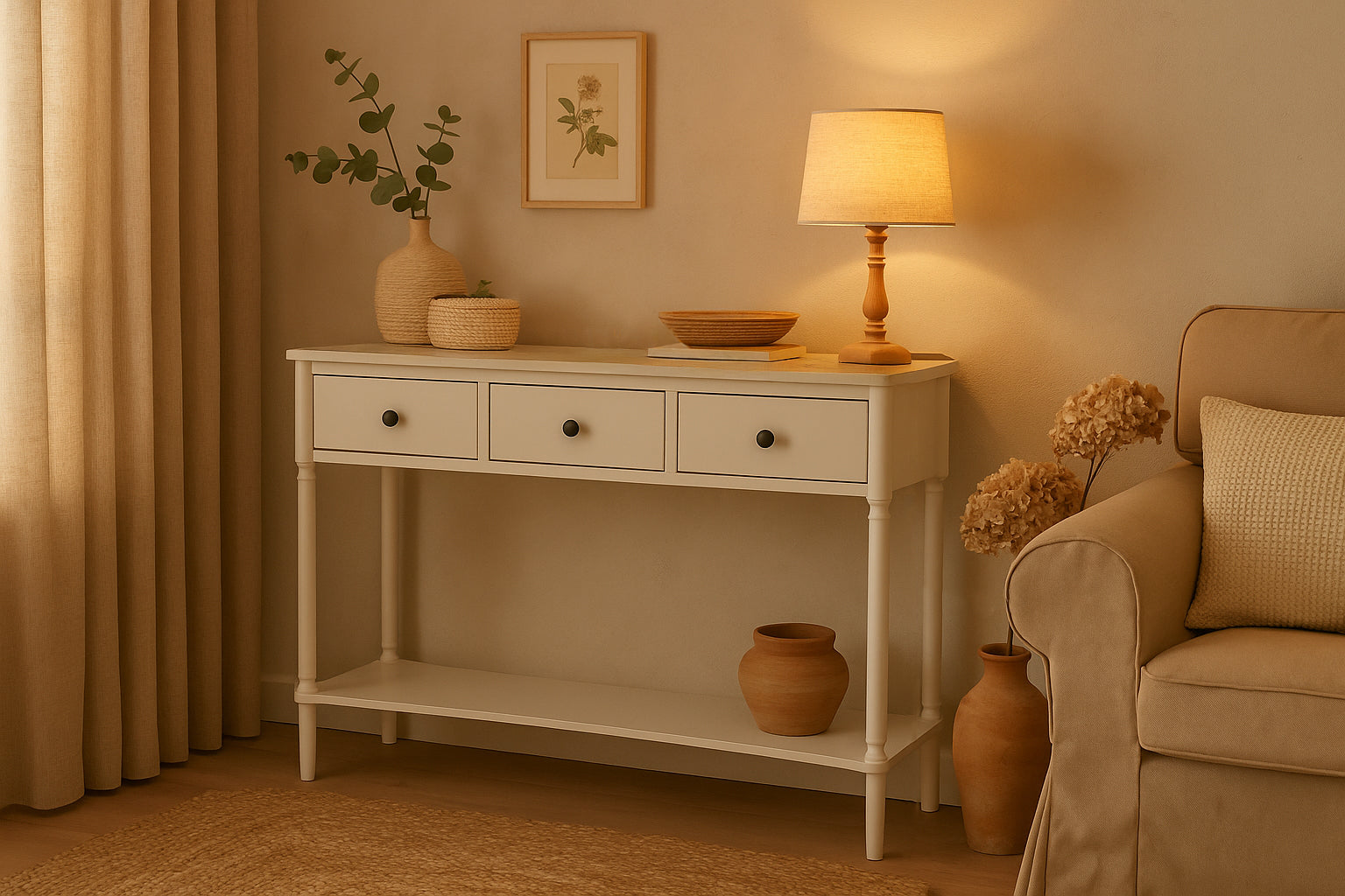 CONSOLA MDF PINO BLANCA 110x30x75 CM