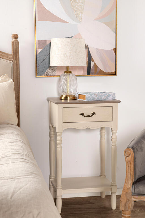 MESITA DE NOCHE 1 CAJON PINO MDF BEIGE 45x35x75 CM