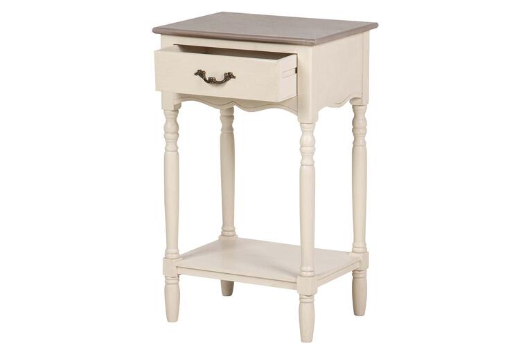 MESITA DE NOCHE 1 CAJON PINO MDF BEIGE 45x35x75 CM