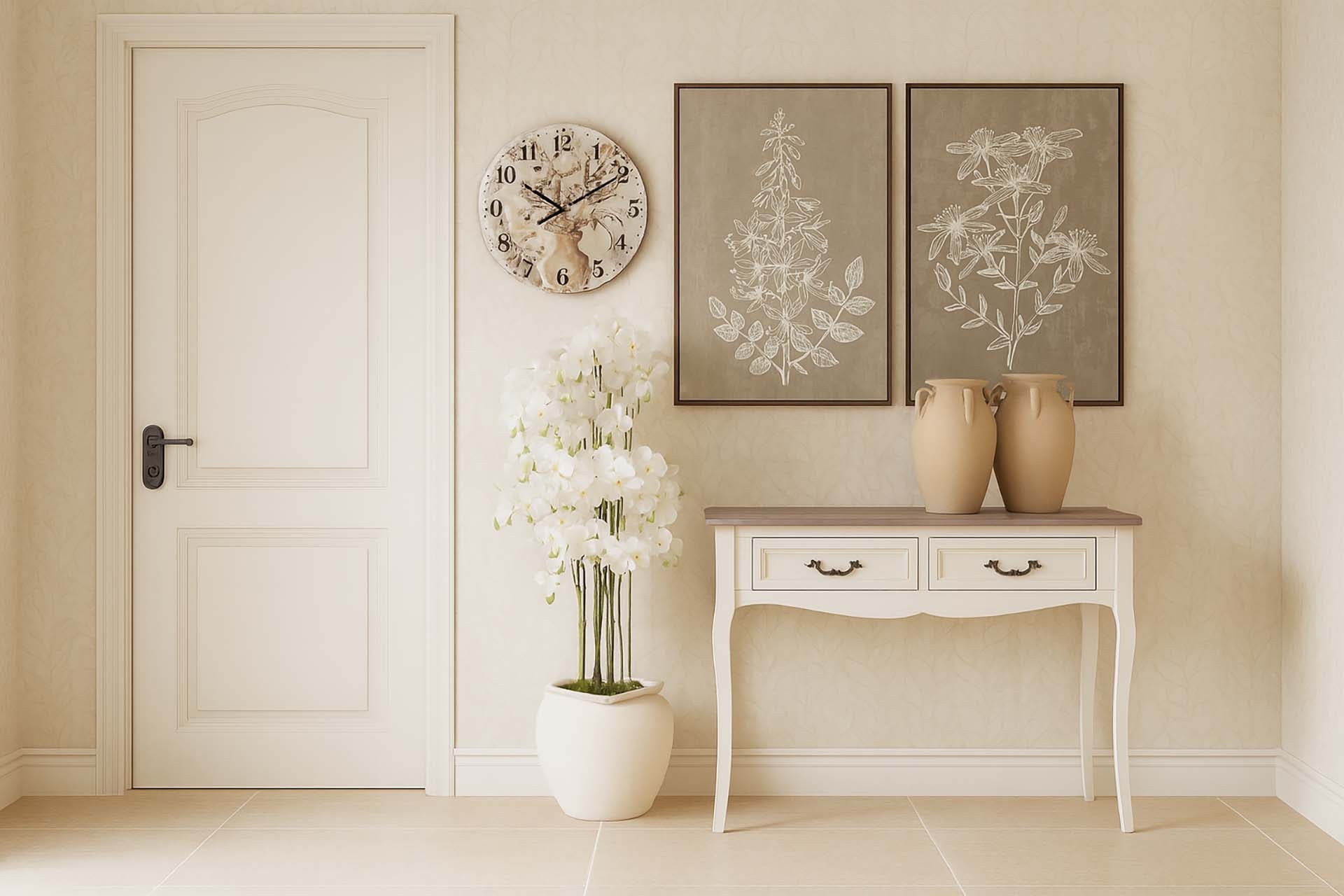 CONSOLA 2 CAJONES PINO MDF BEIGE 90x38x78 CM