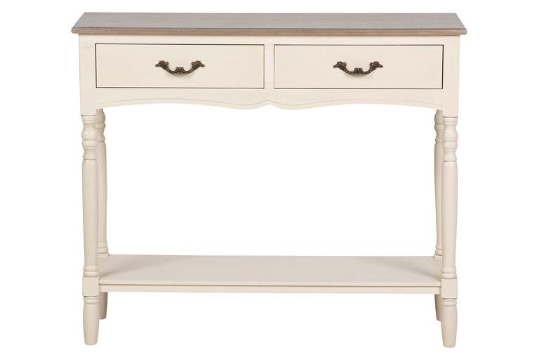 CONSOLA 2 CAJONES PINO MDF BEIGE 90x35x75 CM