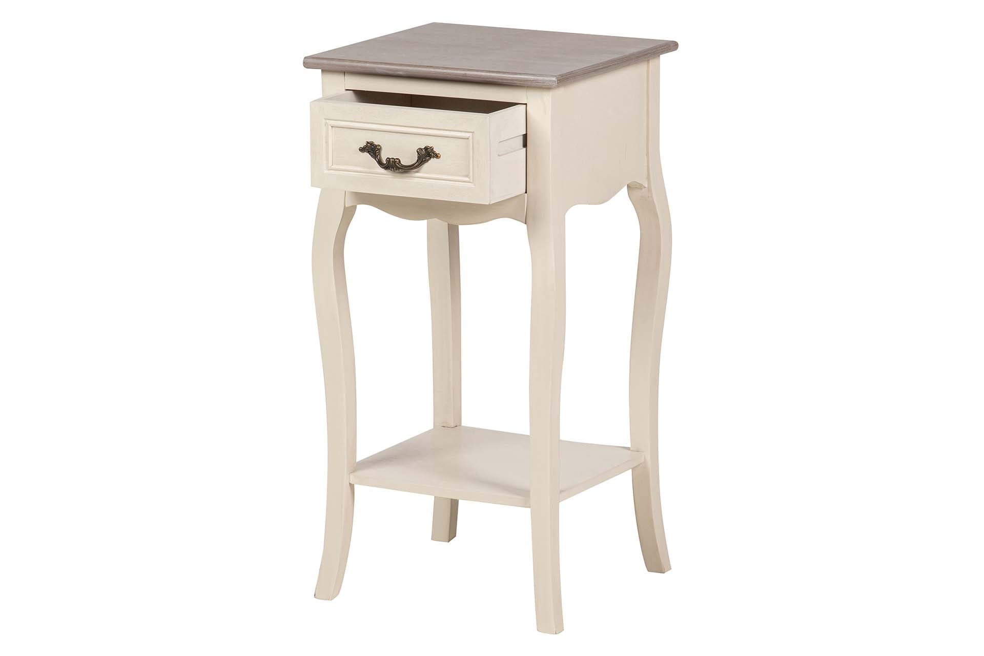 MESITA DE NOCHE 1 CAJON PINO MDF BEIGE 35x35x69 CM