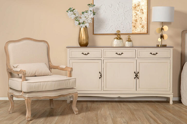 APARADOR PINO MDF BEIGE 150x28x81 CM