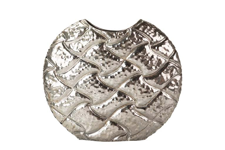 SILVER METAL VASE 34x11x29 CM