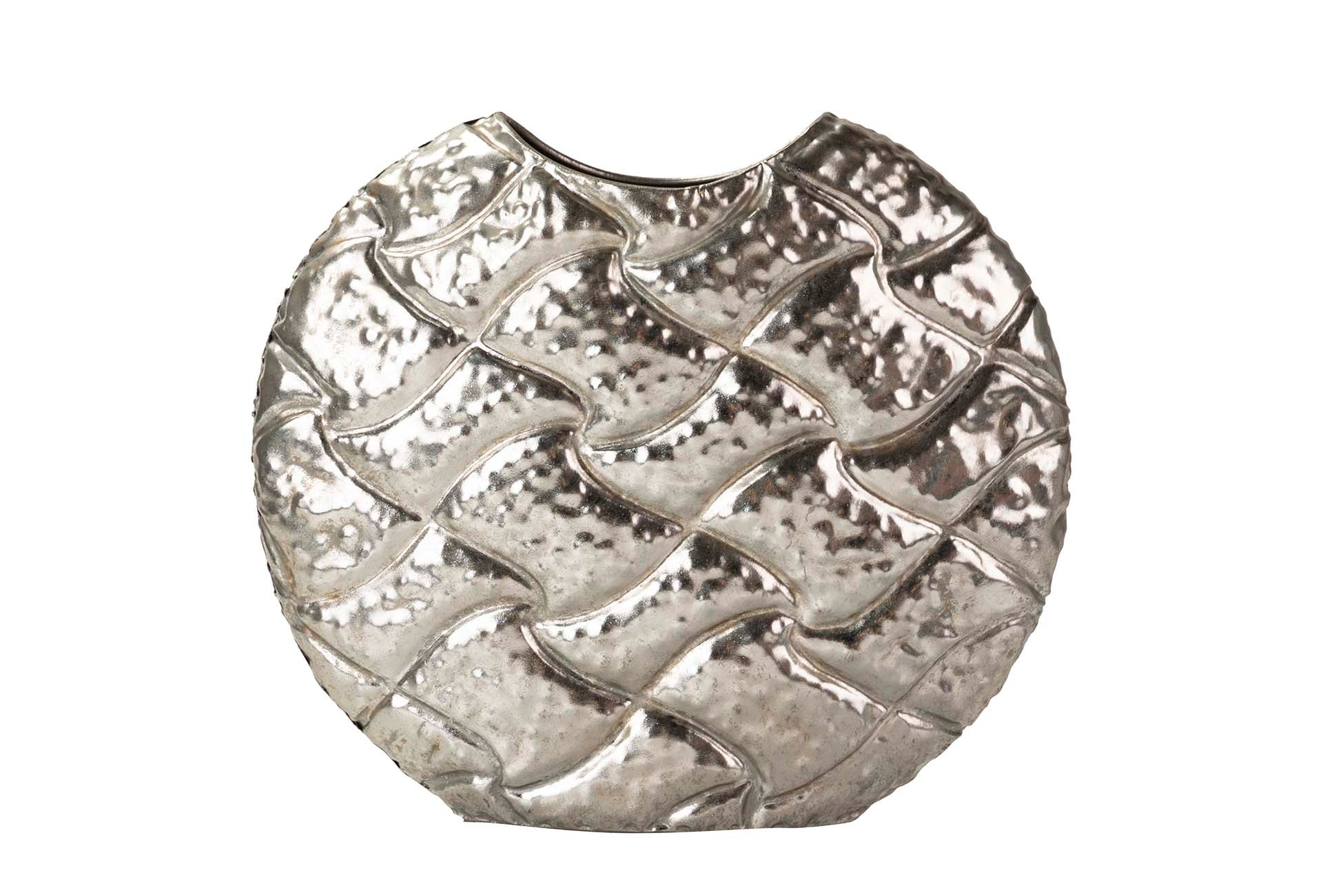 SILVER METAL VASE 34x11x29 CM