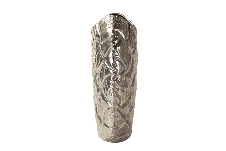 SILVER METAL VASE 34x11x29 CM