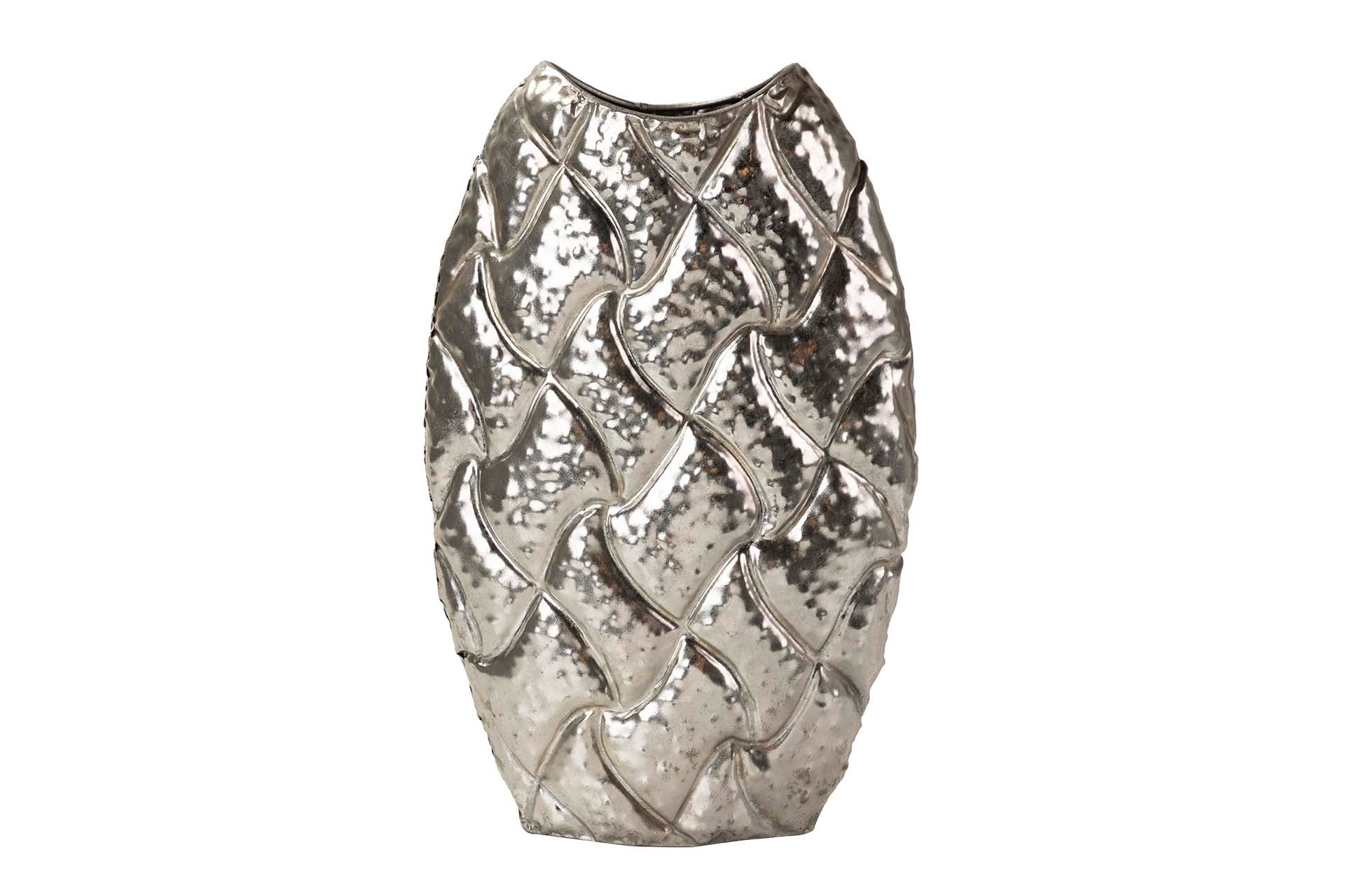 JARRON METAL PLATEADO 25x12x39 CM
