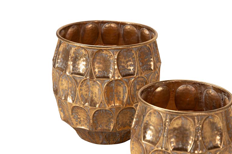 CONJUNTO DE 3 VASOS DE METAL 38x38x37 30x30x29 23x23x24CM