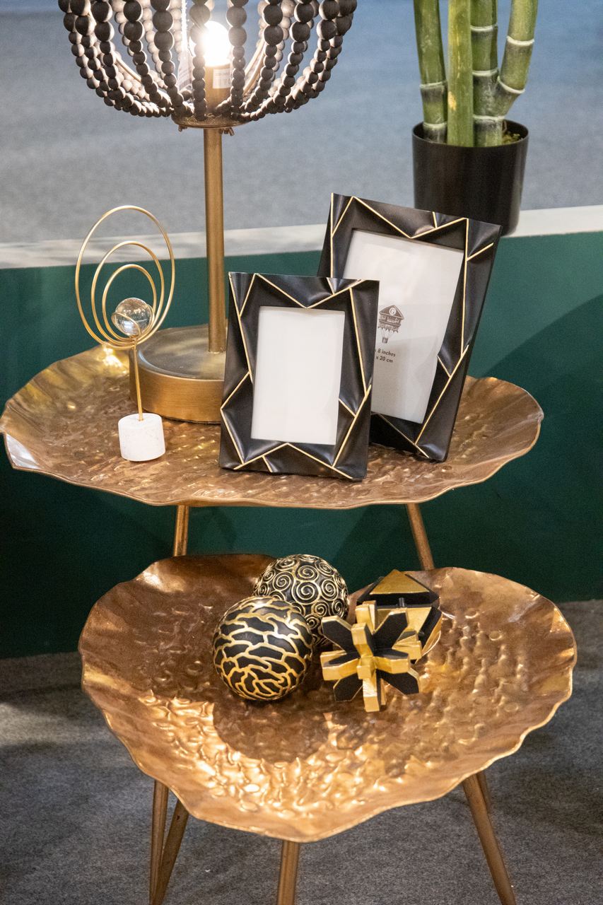 SET 2 GOLDEN METAL TABLES 61x59x52 51x49x41 CM