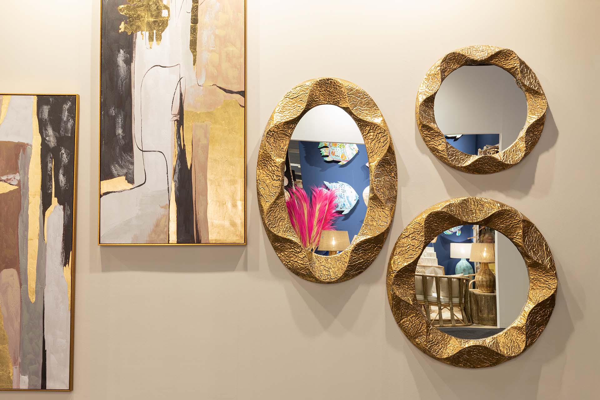 ESPEJO METAL DORADO 104x7x104 CM