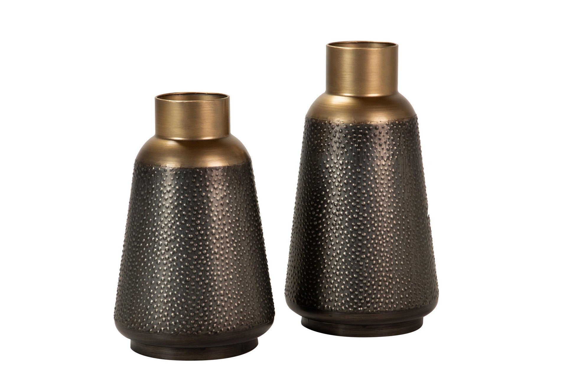 BROWN METAL VASE 25x25x47 CM