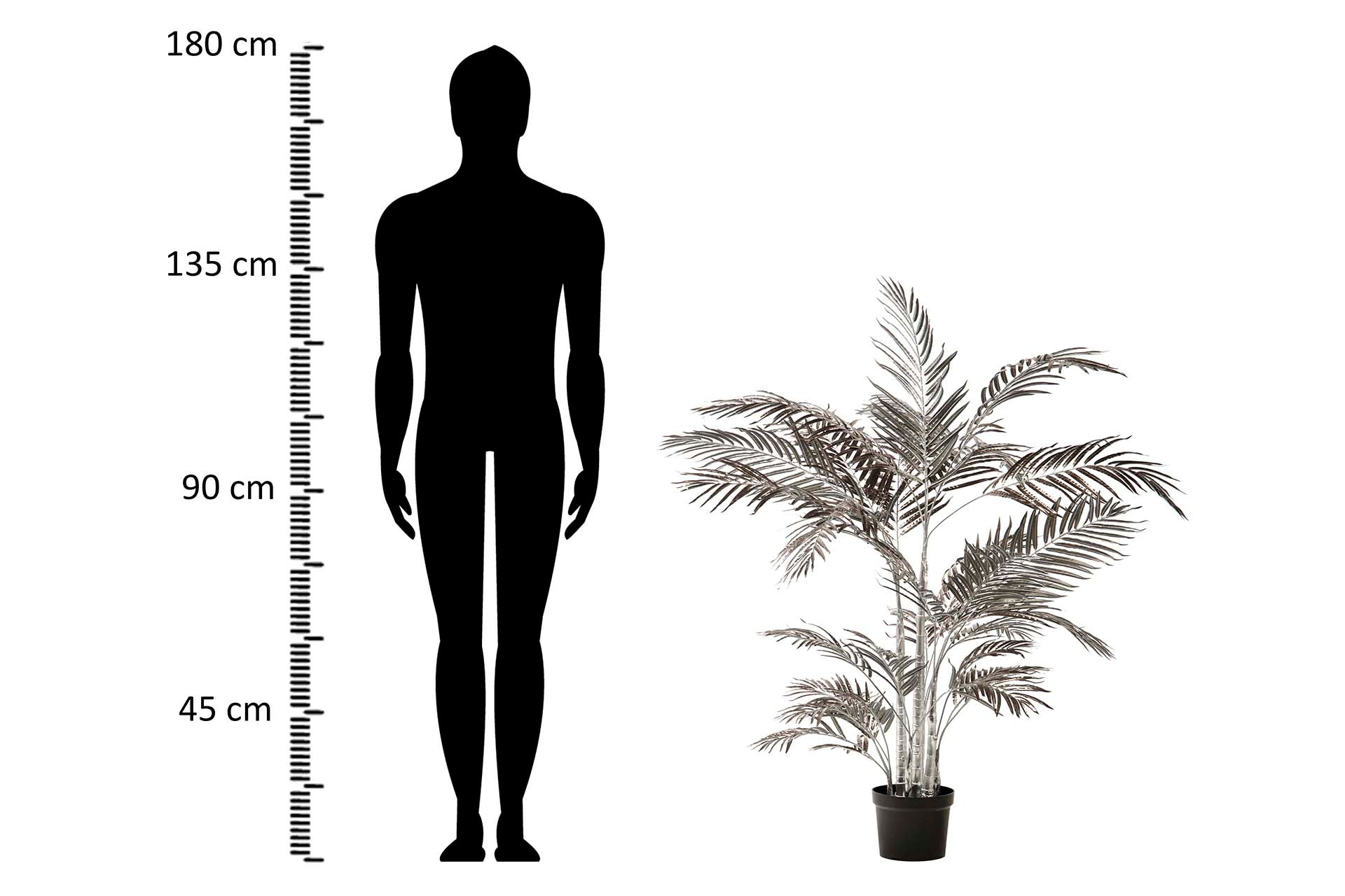 ARBOL PALMERA GRIS CON MACETA 75x45x135 CM