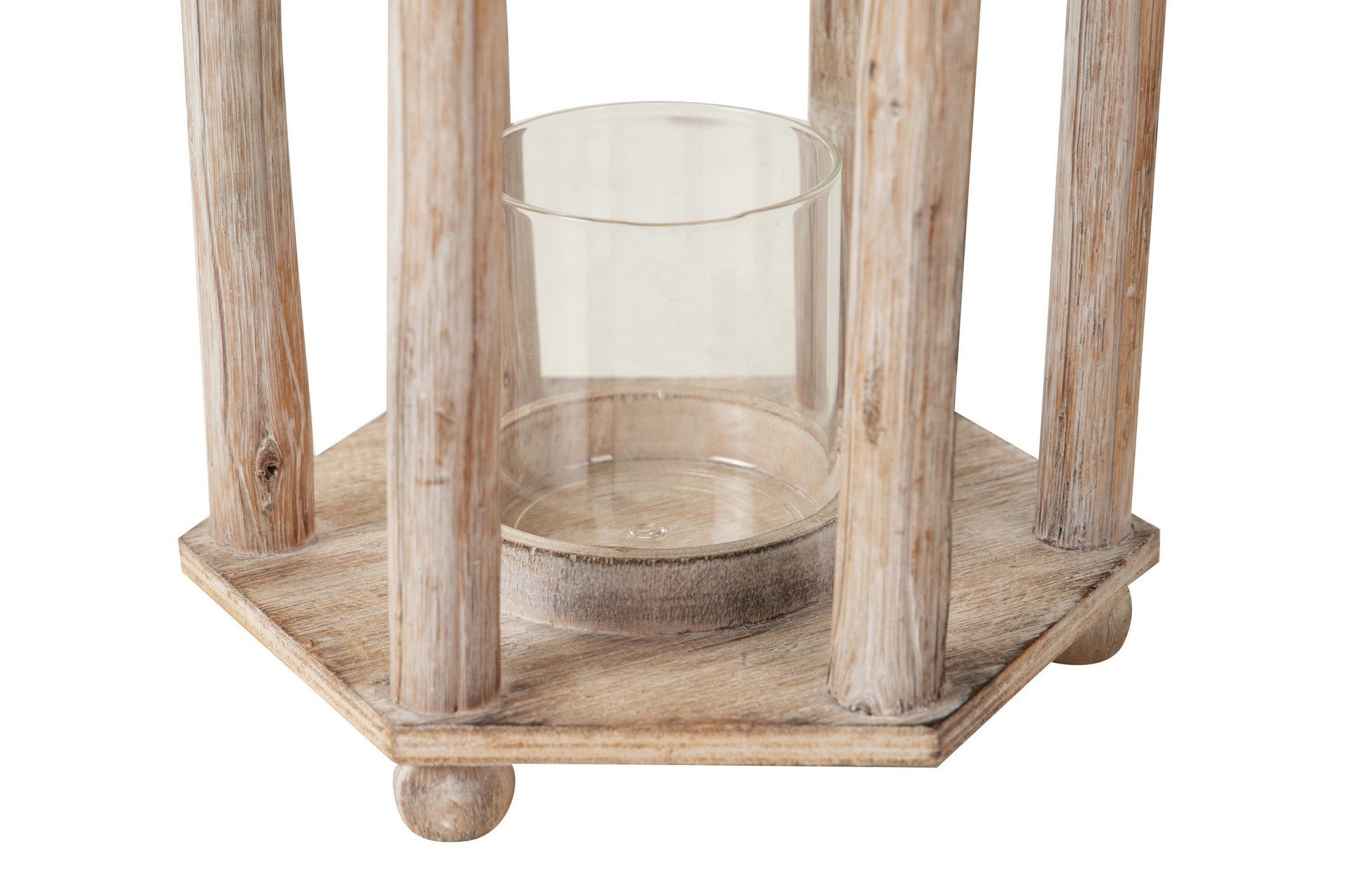 SET 2 FAROLES MADERA BEIGE 29x25x64 20x17x46 CM