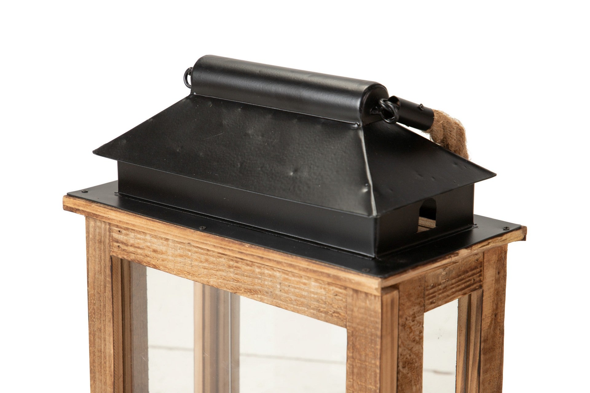 CONJUNTO 2 LANTERNAS DE MADEIRA MARROM 38x22x52 30x17x37 CM