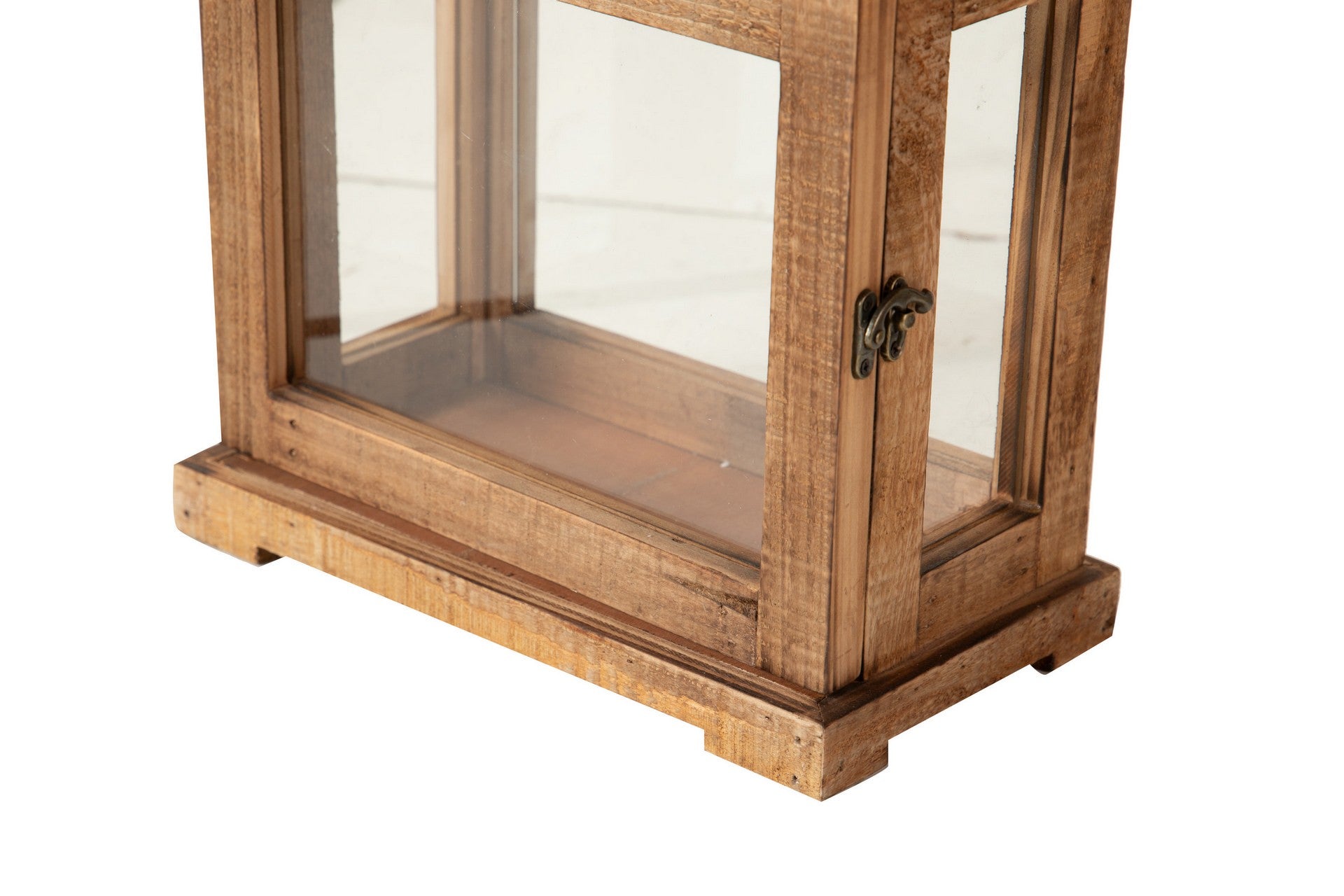 CONJUNTO 2 LANTERNAS DE MADEIRA MARROM 38x22x52 30x17x37 CM