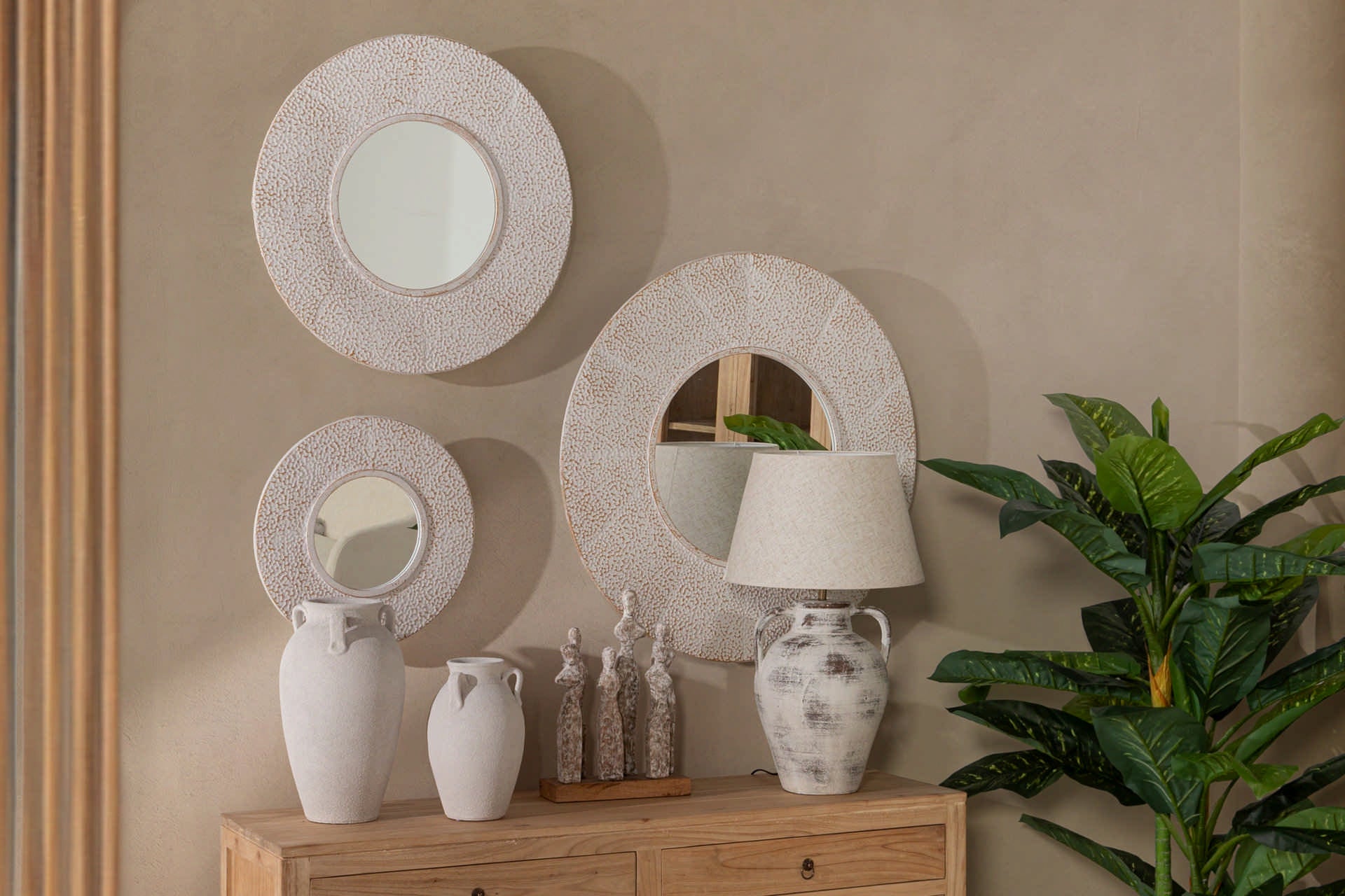 LAMPARA SOBREMESA CERAMICA GRIS 40x40x65 CM