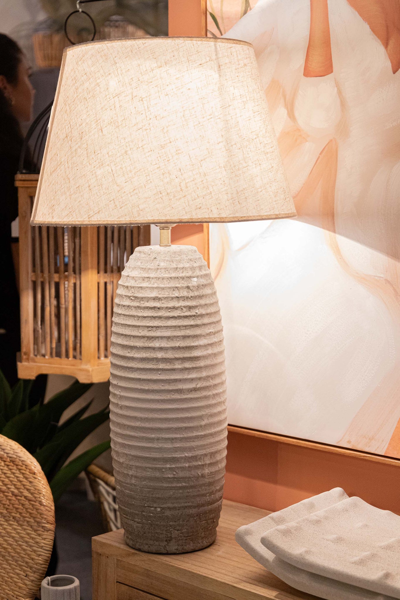 GRAY CERAMIC TABLE LAMP 40x40x75 CM